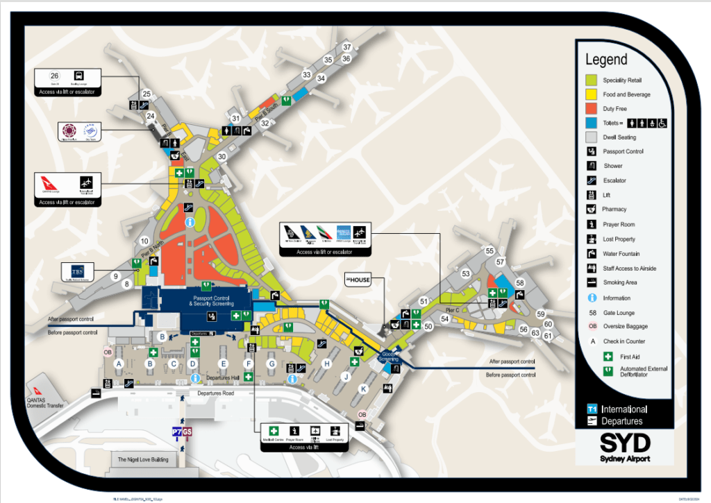 Sydney T1 (International) Map