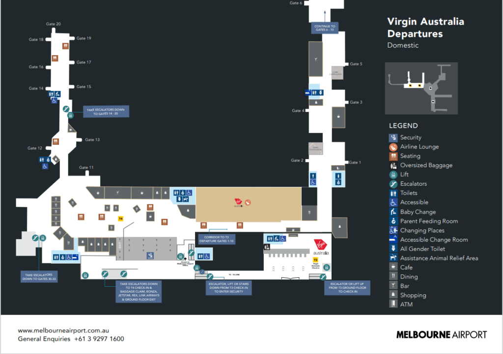 T3 (Virgin Australia) check-in, departures, gates and lounges